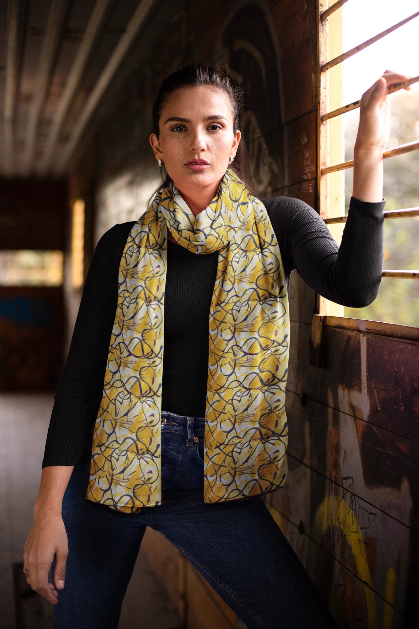 Vibrant Silk Scarf in Bold Yellow Hues