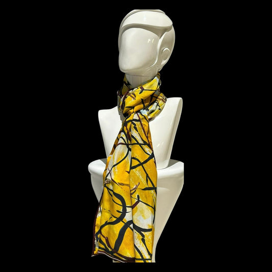 Vibrant Silk Scarf in Bold Yellow Hues